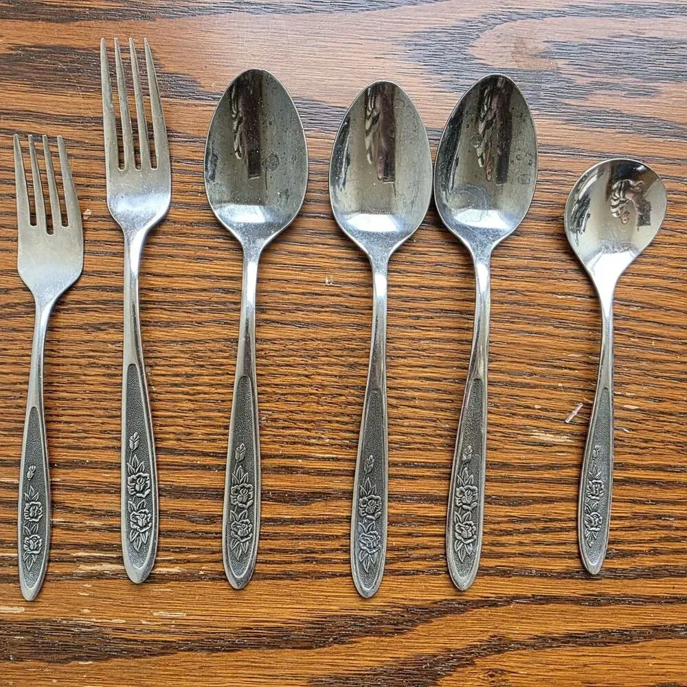 VTG MCM‎ Ekco Eterna Country Garden Silverware Lot 19 Pcs Stainless Steel Korea